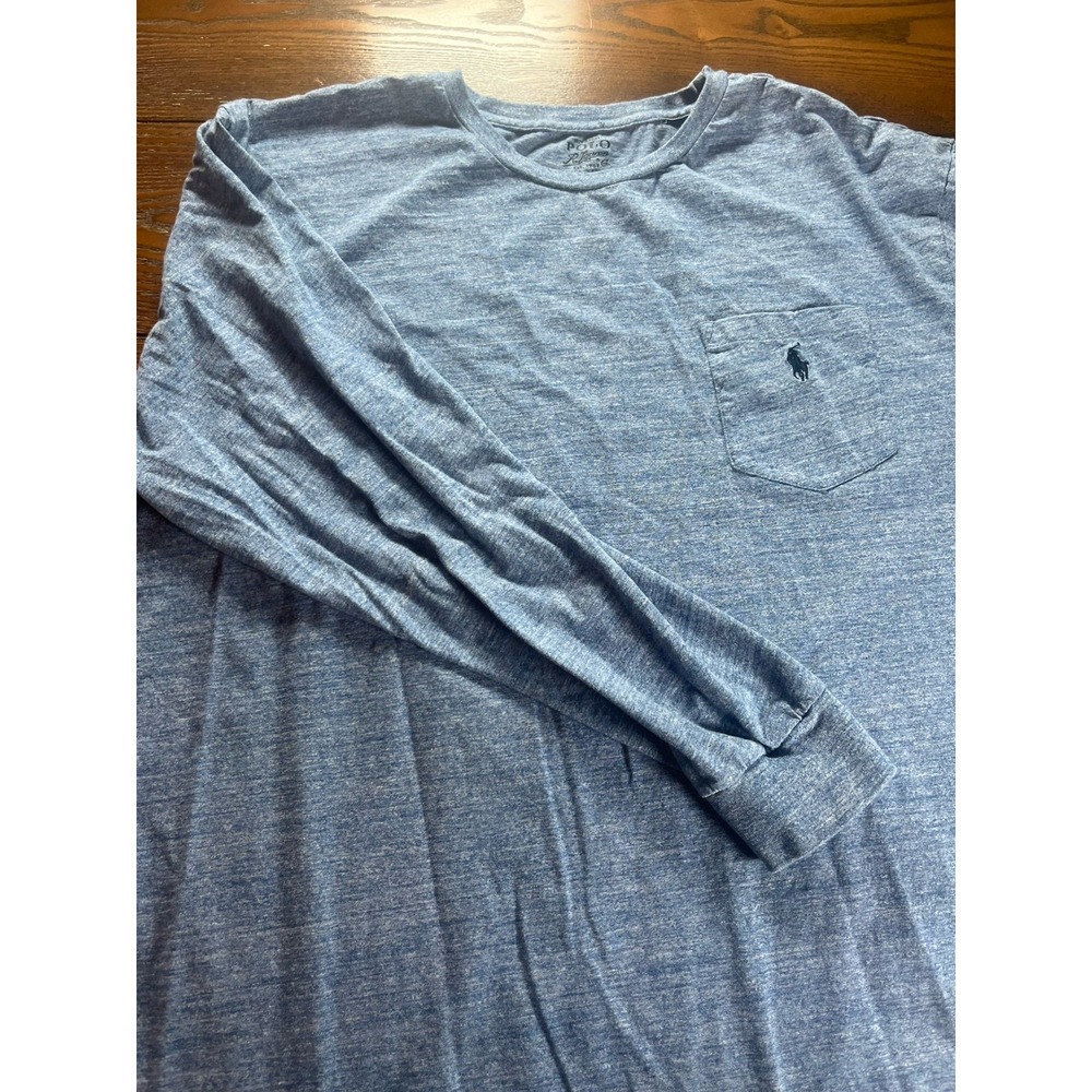 Polo Ralph Lauren Pocket T Shirt Mens XL Blue Long Sleeve Crew Neck Classic Fit